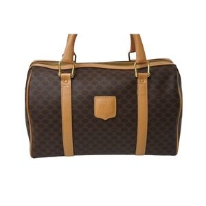 Celine Beige Boston Leather Tan Brown Macadam Bag